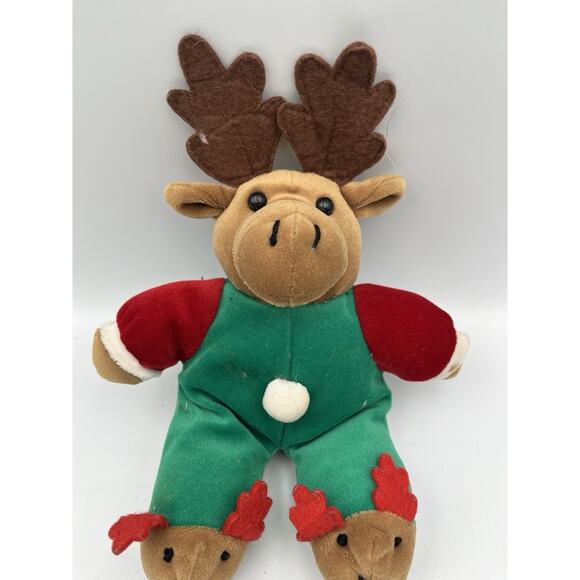 MTY International Vintage Reindeer Christmas Plush With Slippers - Picture 1 of 4